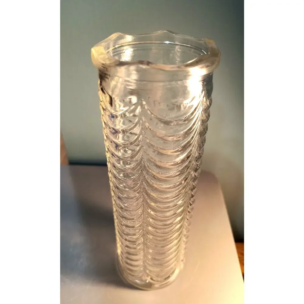 777. Cylindrical Glass Vase Scalloped Rim Swag Curtain Design